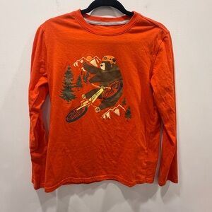 ✅ Eddie Bauer 14/16 kids Long Sleeve Tshirt Orange Bear Cycling mountain bike